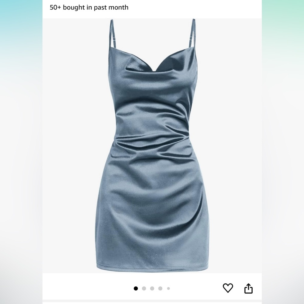 ZAFUL Women's Satin Spaghetti Strap Mini Dress Cowl Neck Dress size Large L
